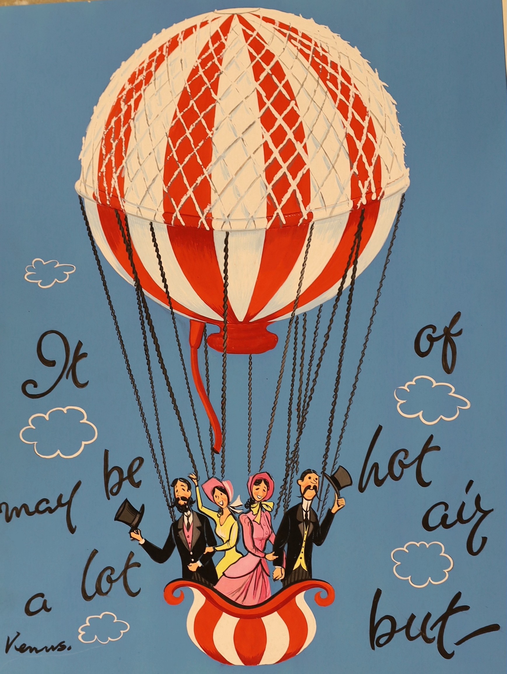 Veronica Venus, six gouache, Vintage 1950's Christmas card designs, signed, 26 x 32cm, unframed